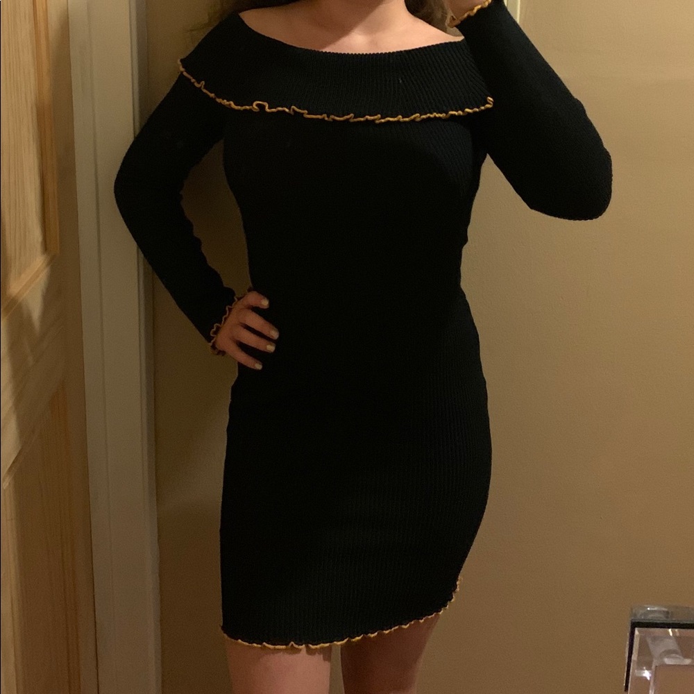 Black strapless dress